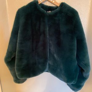 Classic Emerald Green Faux Fur Jacket